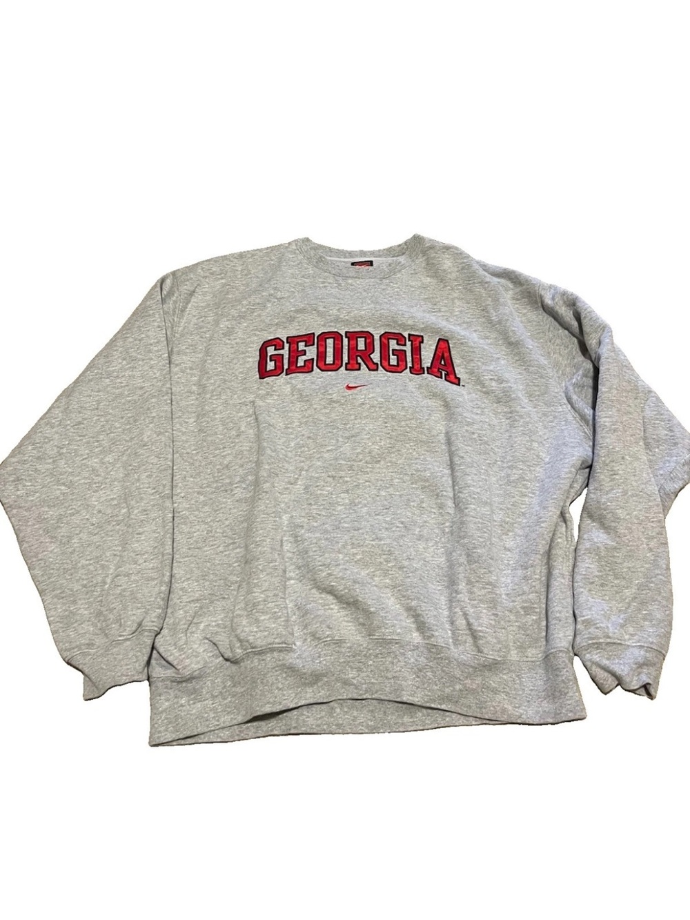 NIKE Vintage Georgia Bulldogs Center Swoosh Sweatshirt Gray Mens XL Y2K RARE